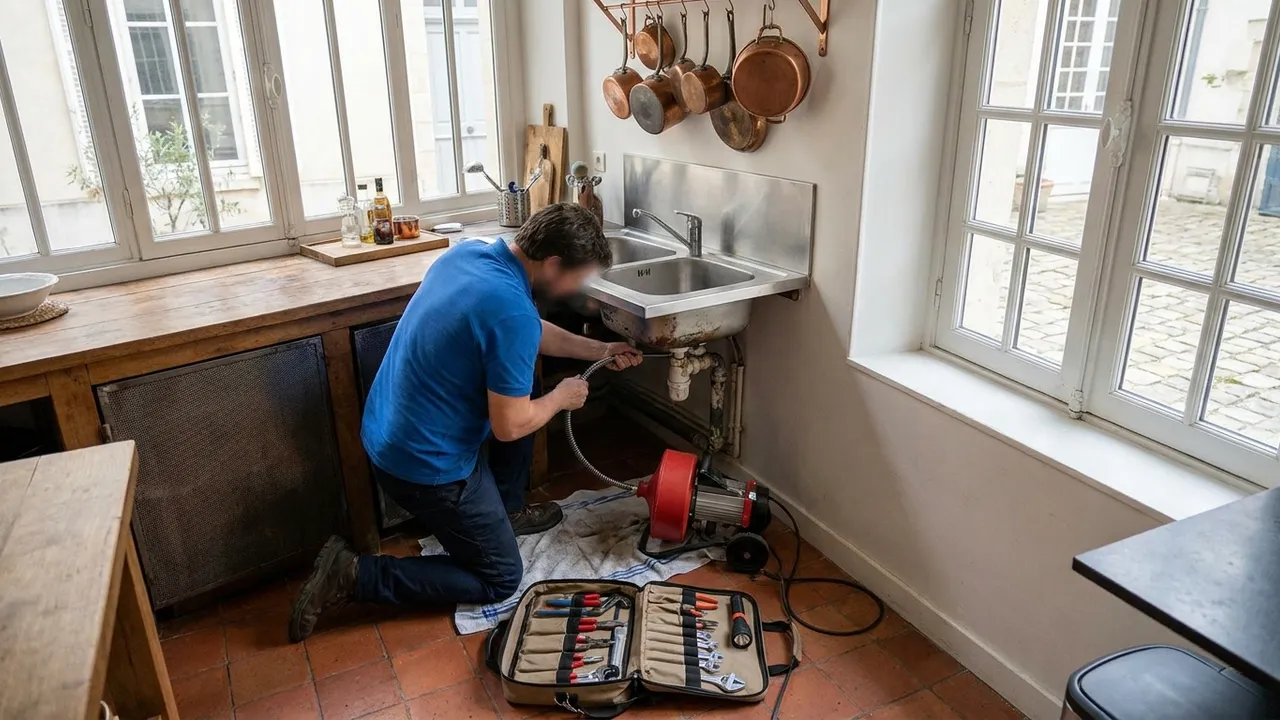 Hydrocurage d'une canalisation d'évacuation depuis un regard extérieur à Corbeil-Essonnes